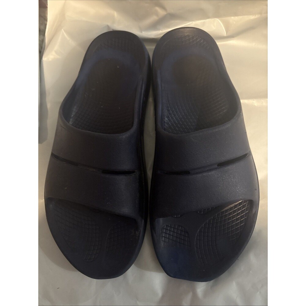 Oofos Ooahh Slide On Flip Flip Sandals Men 12 Woman 14, Blue Comfort Recovery